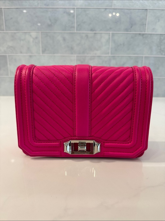 Rebecca Minkoff Handbags - Rebecca Minkoff Hot Pink Quilted Crossbody with Silver-Tone Turnlock